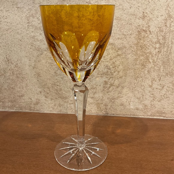 Bohemian Amber Cut to Clear Wine - Picture 3 of 8